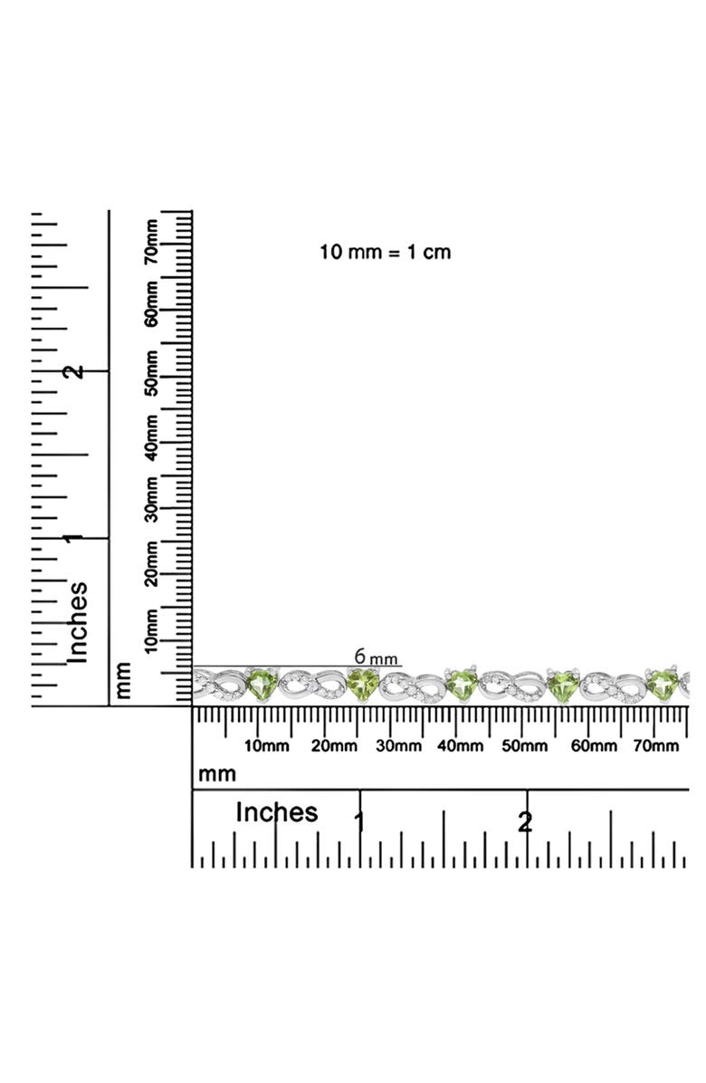 Haus of Brilliance Silver 1.00 Ctw Diamond and Created Green Heart Peridot Infinity Link Bracelet, Alternate, color, White