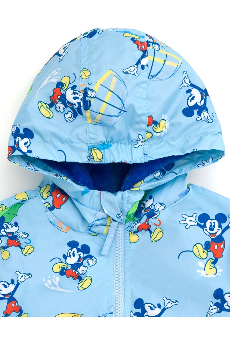 Mickey Mouse Fleece Hooded Rain Jacket, Alternate, color, Mickey Light Blue