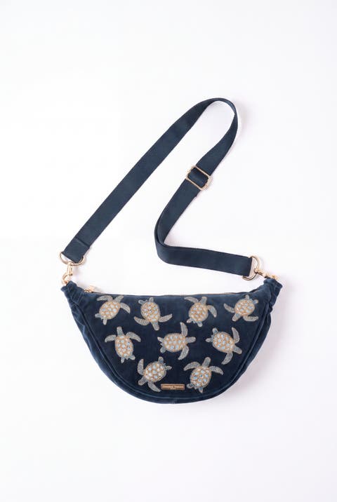 Turtle Conservation Velvet Crossbody Sling Bag