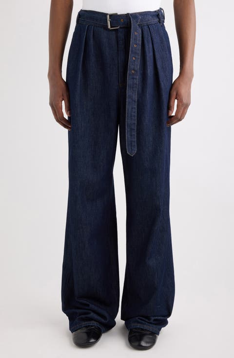 Preaches Belted Pleated Wide Leg Jeans