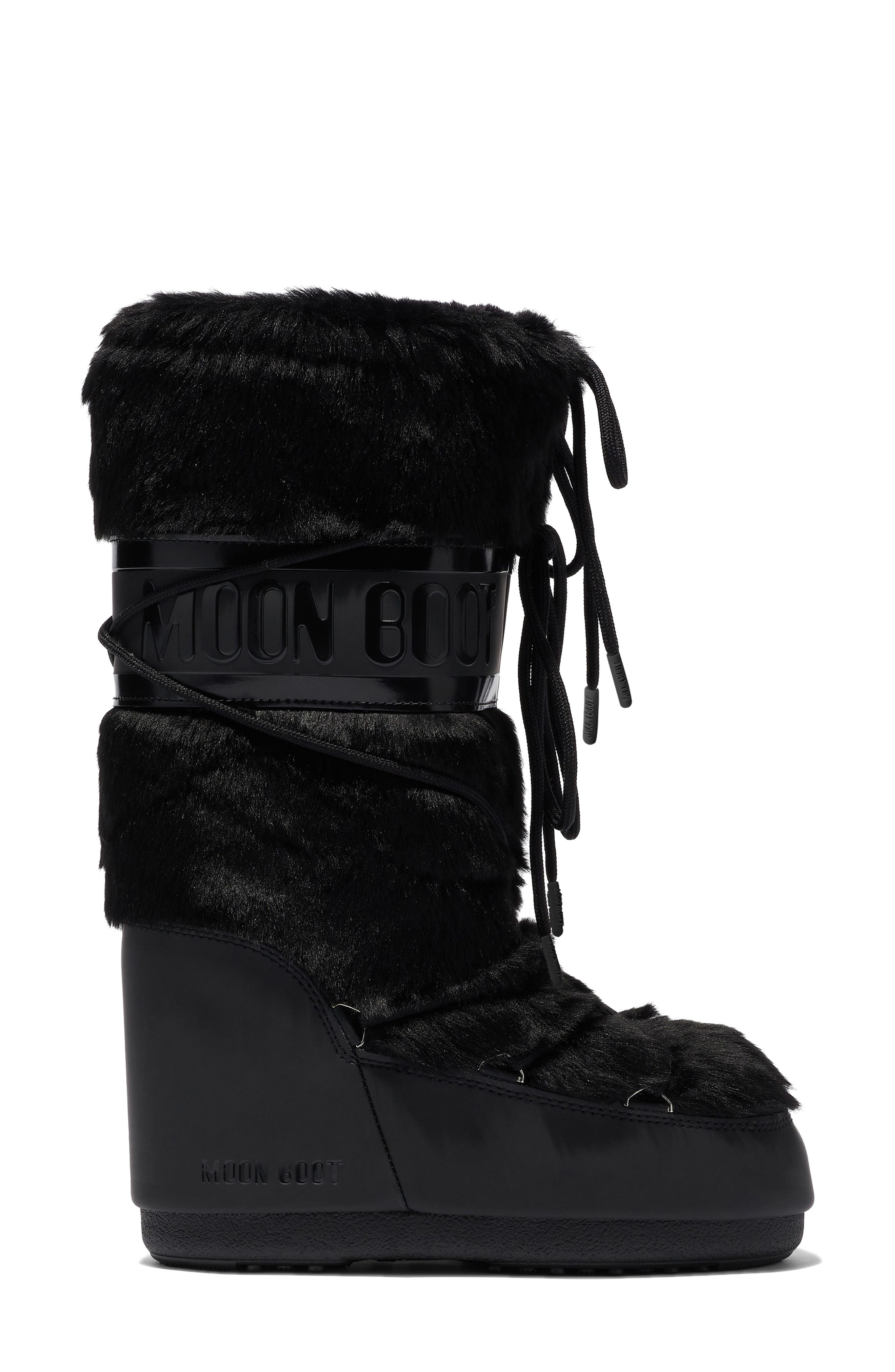 Moon Boot<sup>®</sup> Icon Faux Fur Water Repellent Moon Boot<sup>®</sup>, Main, color, Black