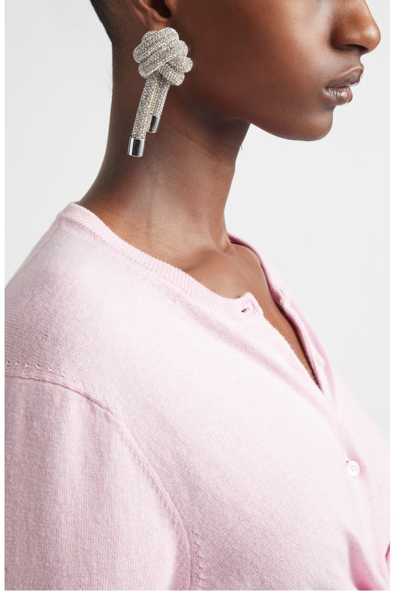 Crystal Knot Drop Earrings, Alternate, color, CLEAR CRYSTAL/ SILVER
