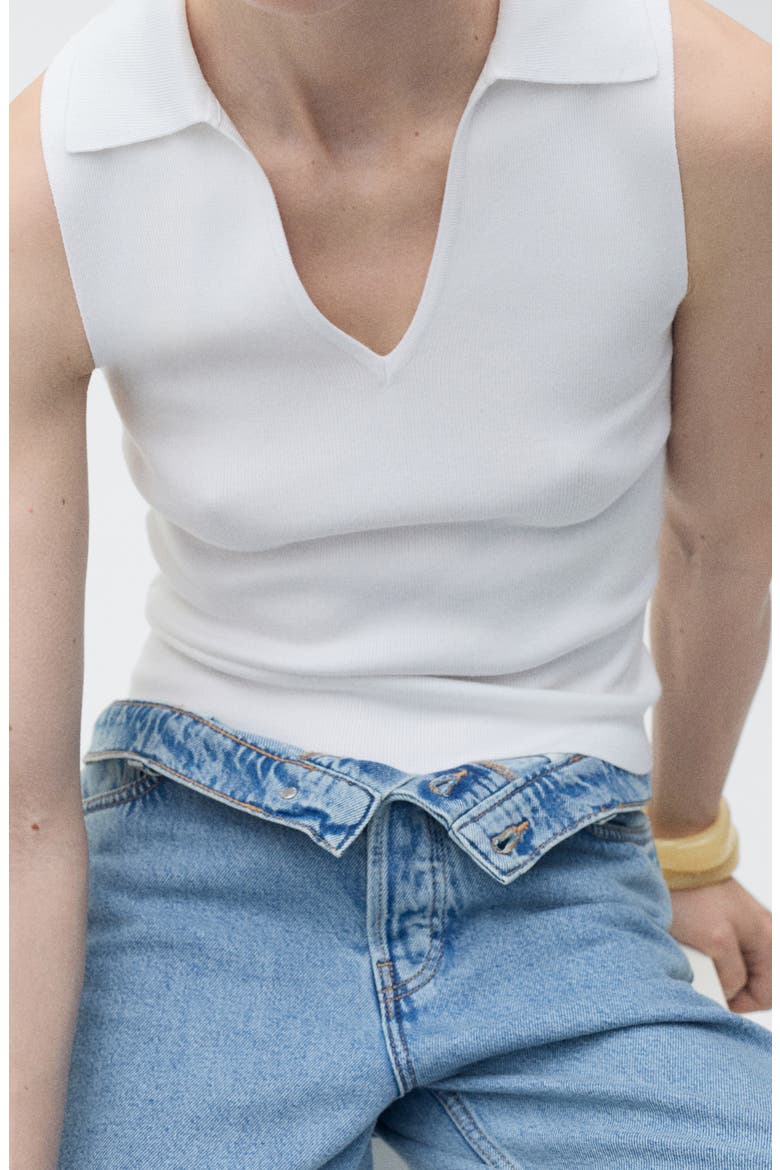 Sleeveless Knit Polo, Alternate, color, ECRU
