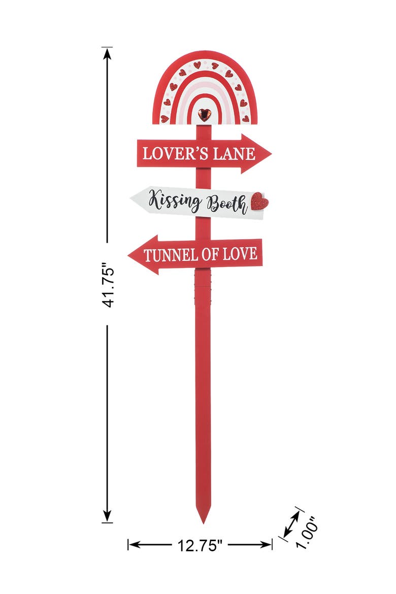 41.75"H Valentine's Wooden Rainbow Word Sign Yard Stake, Alternate, color, Red