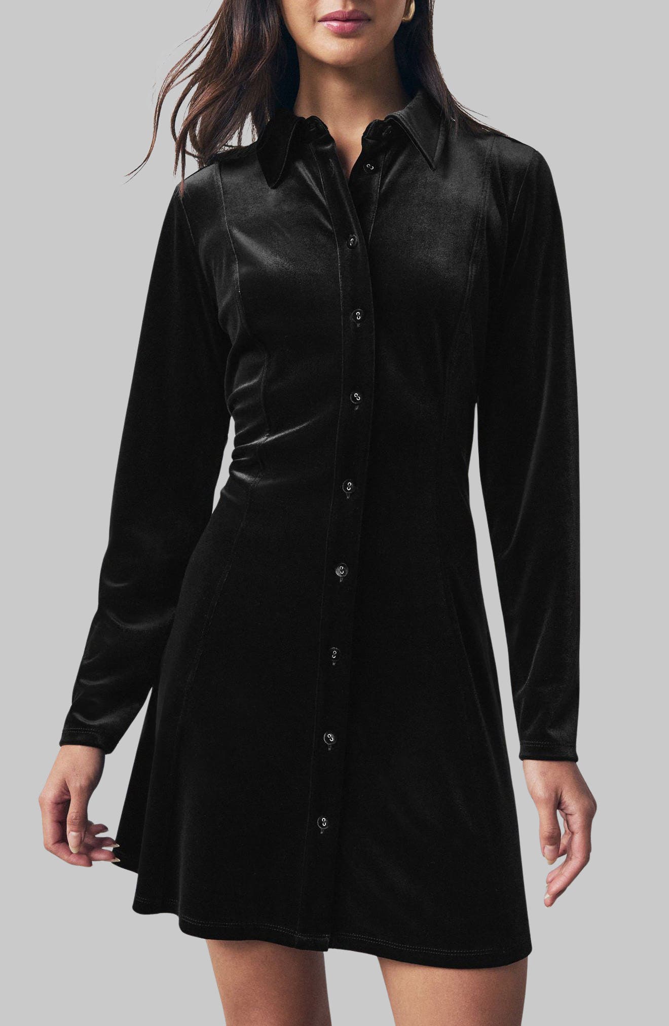 Velvet Mini Shirtdress