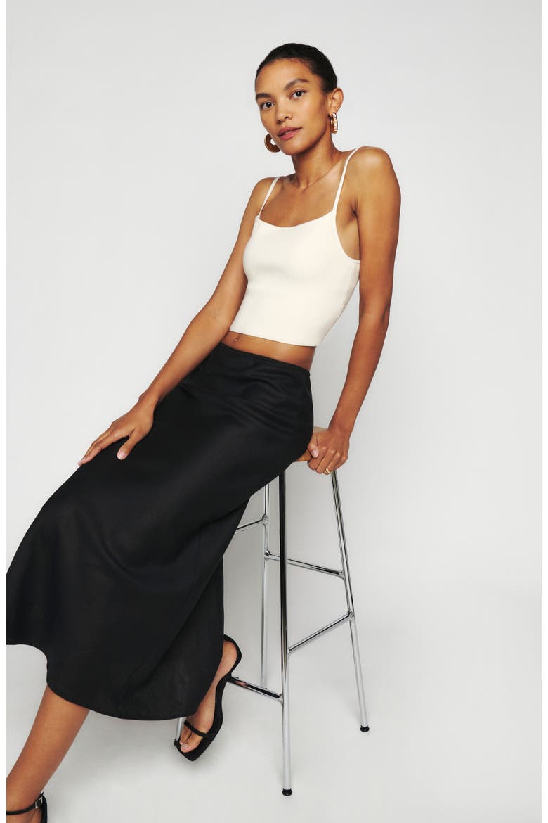 Layla Linen Skirt, Alternate, color, BLACK