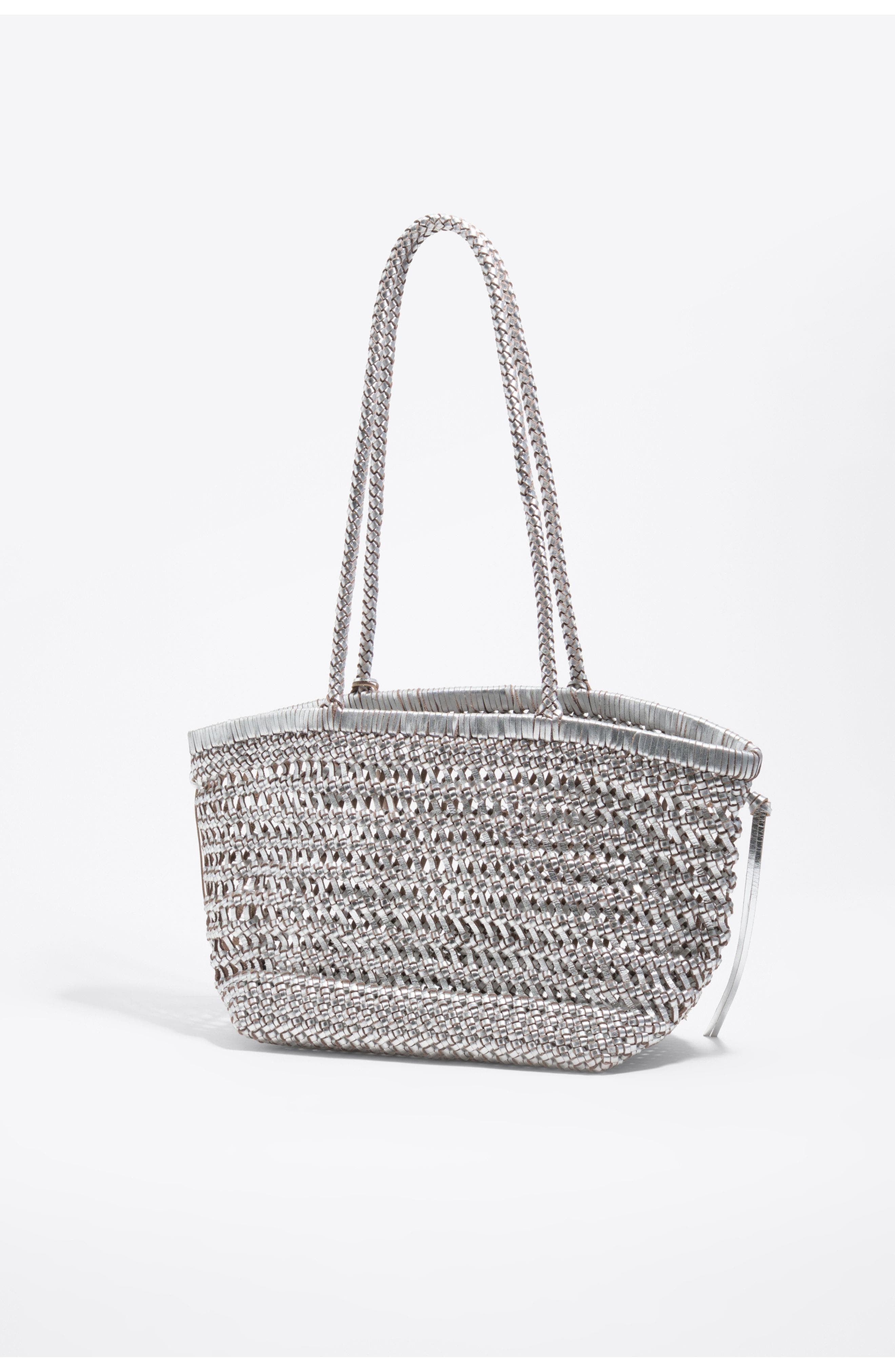 Bimba y Lola Plaited Leather Shopper Bag, Alternate, color, Silver