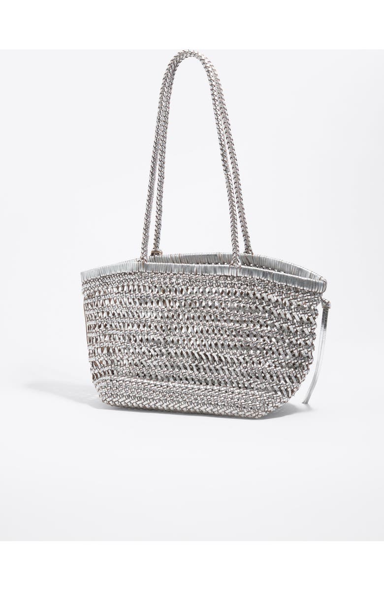 Bimba y Lola Plaited Leather Shopper Bag, Alternate, color, Silver