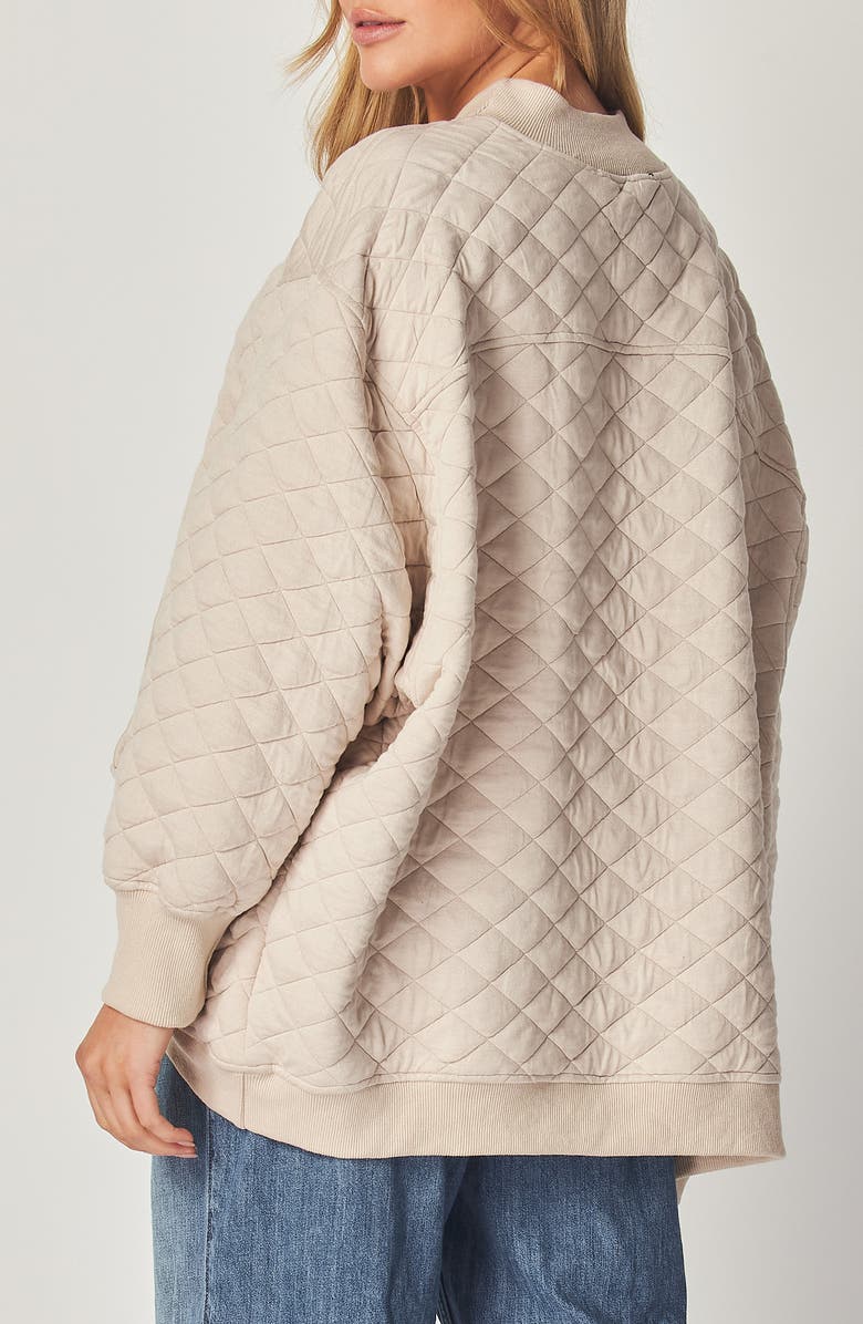 BLUEGREY Quilted Cotton Blend Cardigan Sweatshirt, Alternate, color, Taupe