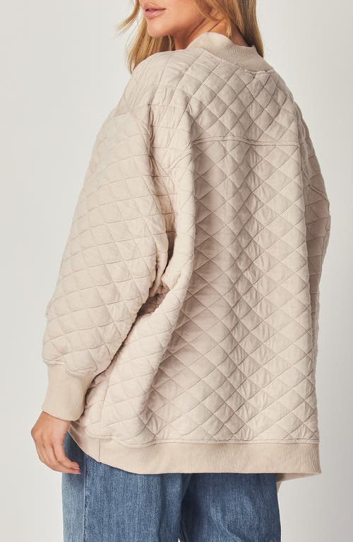 Bluegrey Quilted Cotton Blend Cardigan Sweatshirt In Taupe