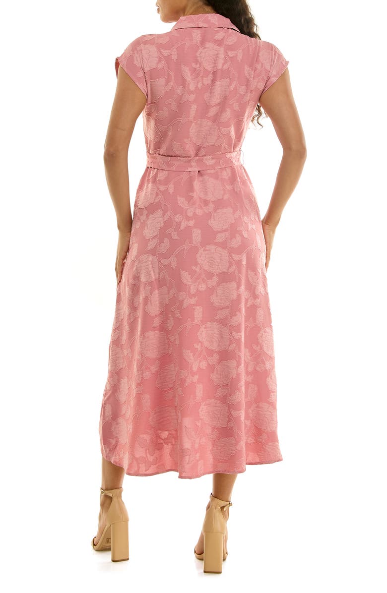 Nina Leonard Floral Cap Sleeve Shirtdress, Alternate, color, Mauve