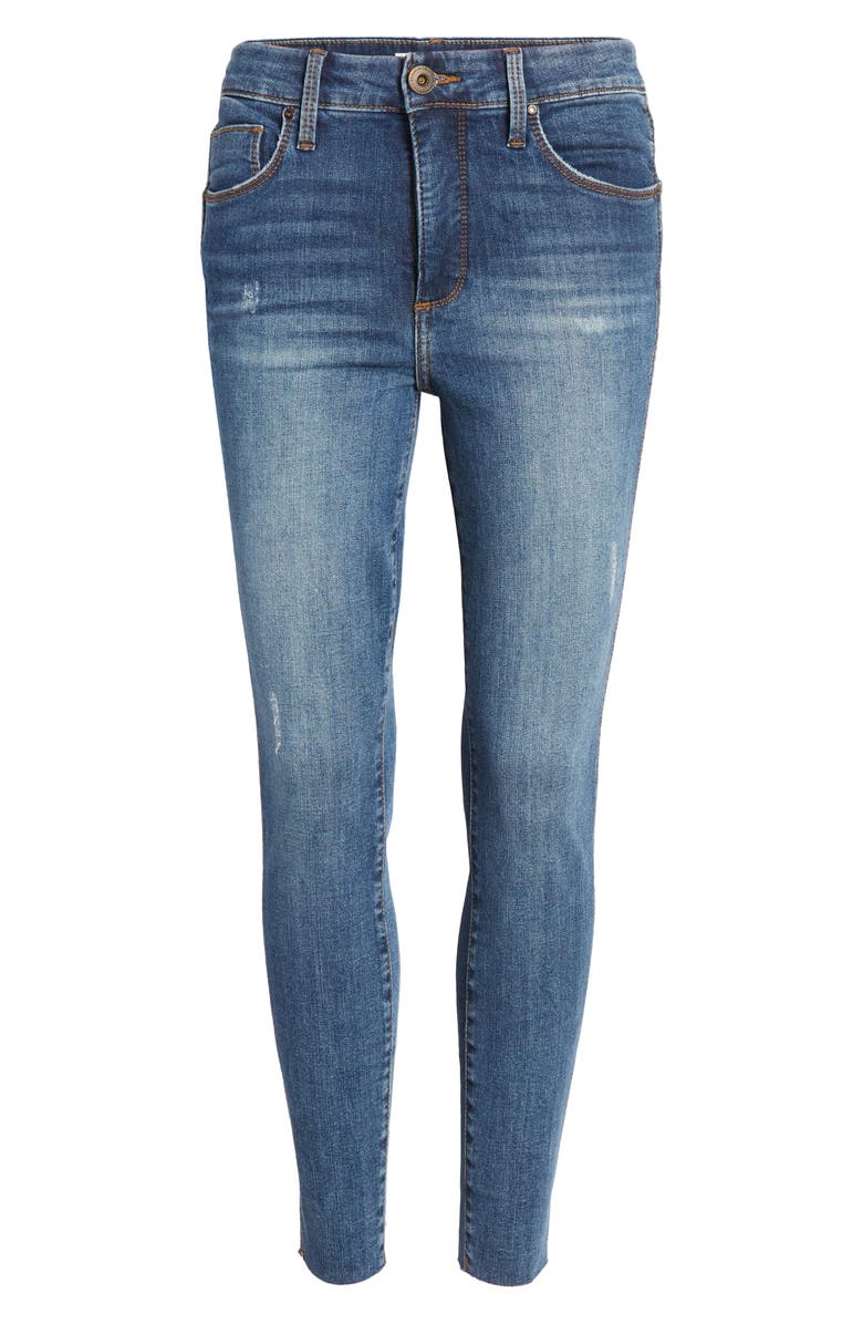 Whetherly Cooper High Waist Raw Hem Skinny Jeans, Alternate, color, Medium Brooklyn