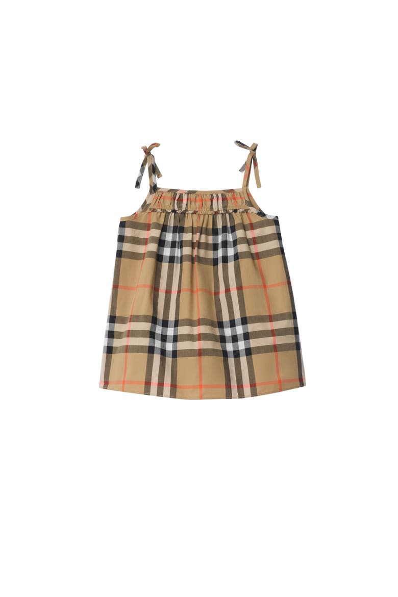 Check Cotton Dress with Bloomers, Alternate, color, Sand beige