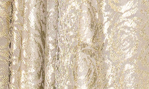 BETSY & ADAM BETSY & ADAM ONE-SHOULDER FOIL FLOWER GOWN 