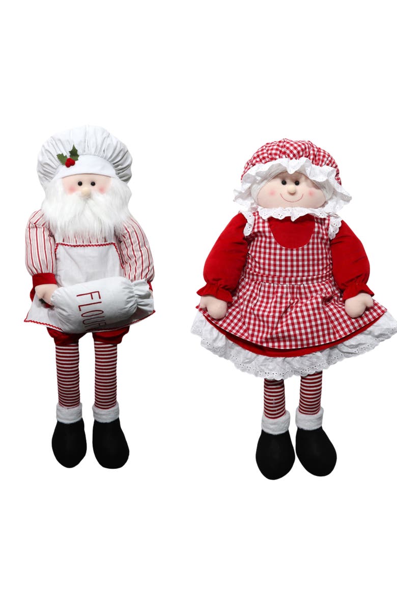 Transpac PSanta and Mrs Claus Figurines Set for Christmas Decor, Main, color, Multicolored