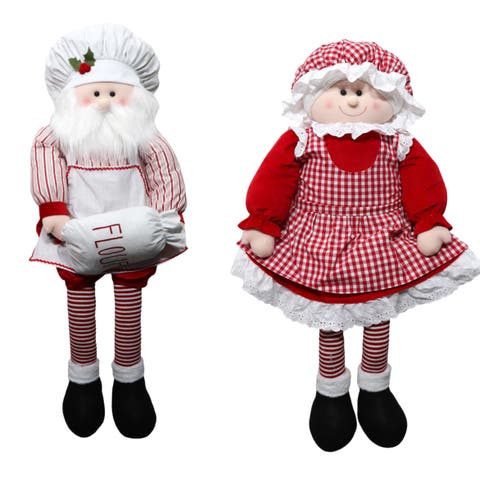PSanta and Mrs Claus Figurines Set for Christmas Decor