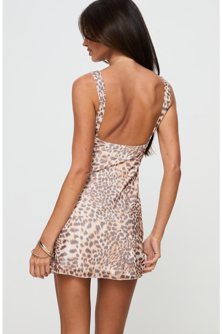 Zuba Leopard Print Mesh Minidress, Alternate, color, BROWN