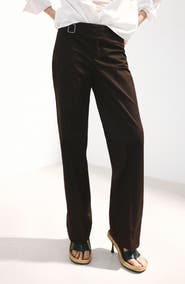 MANGO Belted Straight Leg Pants