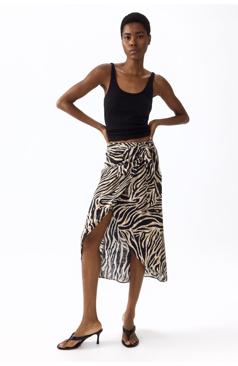H&M Wrap Skirt, Alternate, color, Beige/Zebra Print