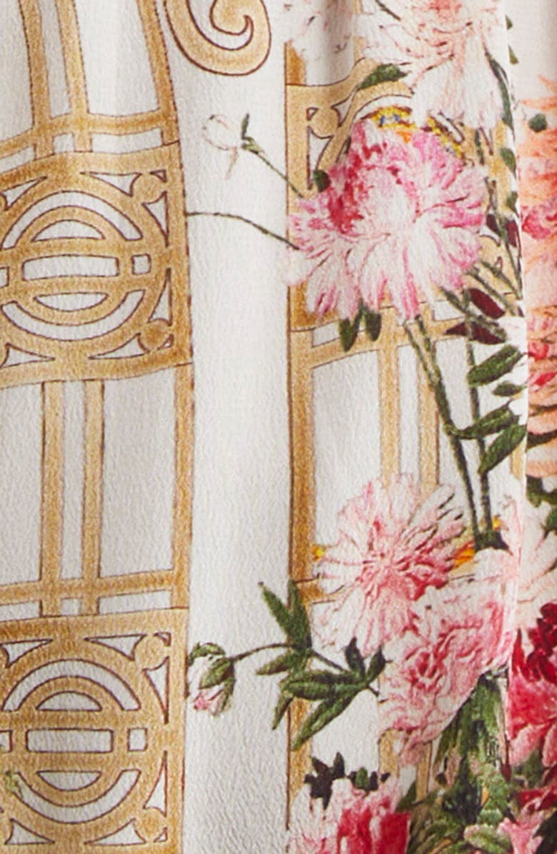 Camilla Egyptian Rose Print Off the Shoulder Long Sleeve Silk Crepe Minidress, Alternate, color, 