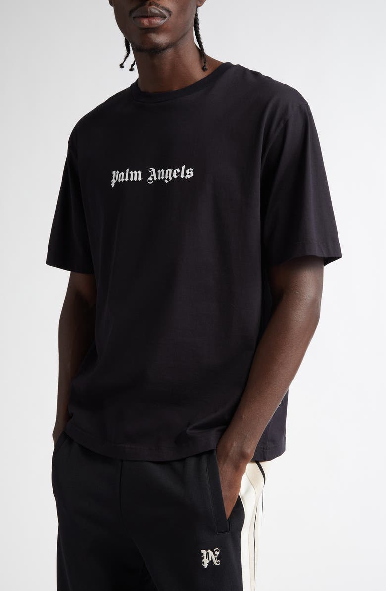 Palm Angels Classic Logo Slim Fit Cotton Graphic T-Shirt, Alternate, color, Black White
