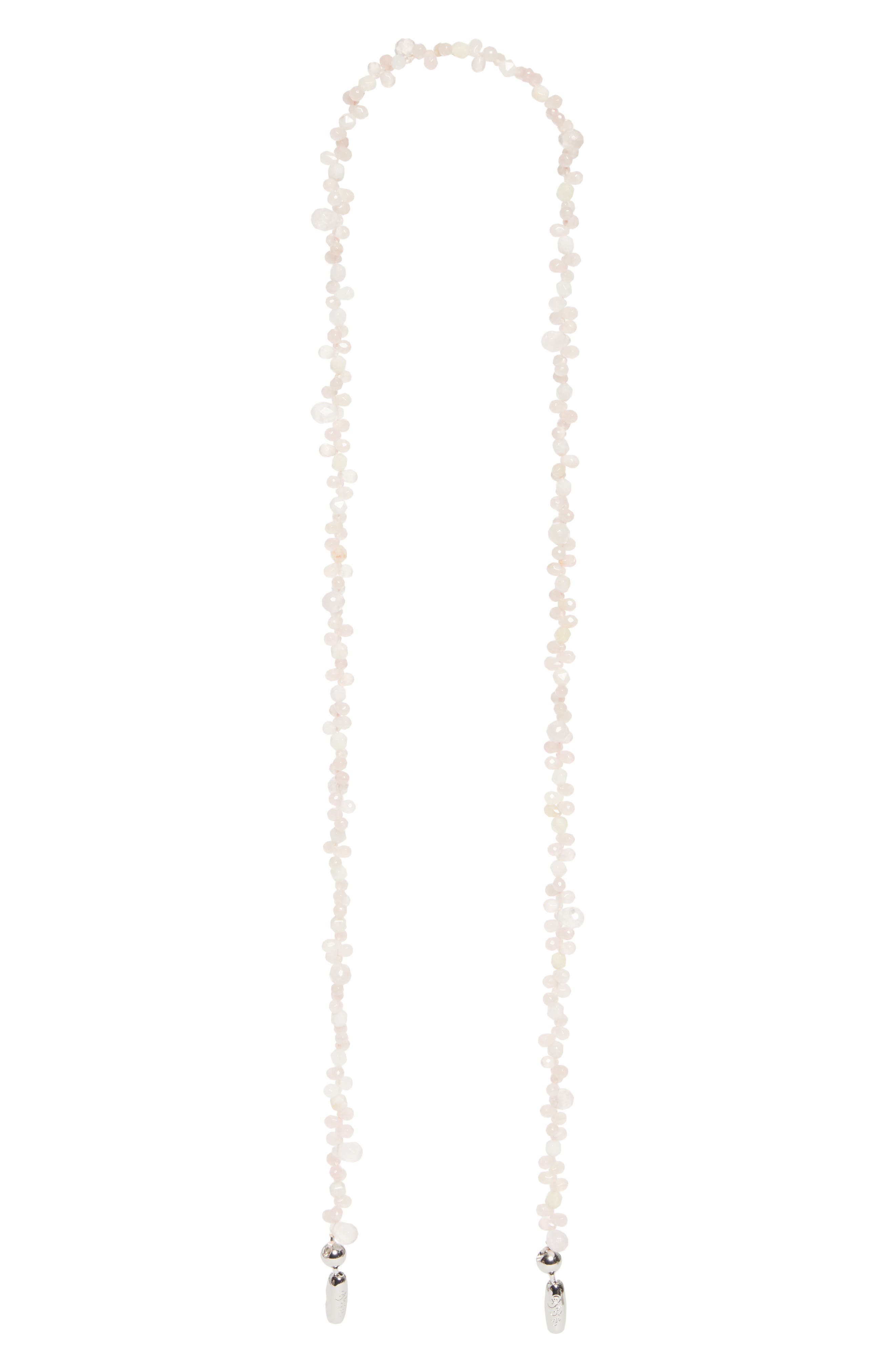 Faceted Semiprecious Stone Crossbody Strap for iPhone Case, Main, color, ROSE QUARTZ