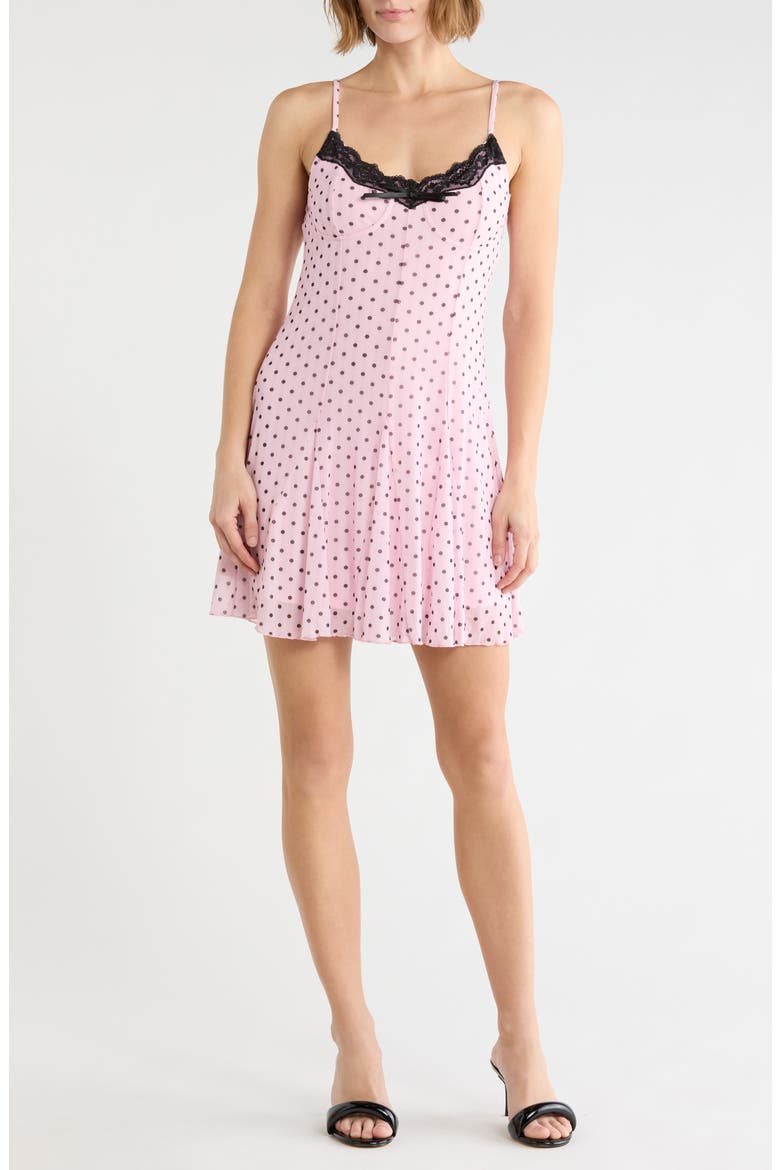 Lace Trim Polka Dot Slipdress, Main, color, PINK DOTS