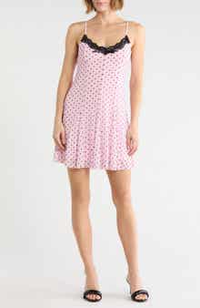 Lace Trim Polka Dot Slipdress