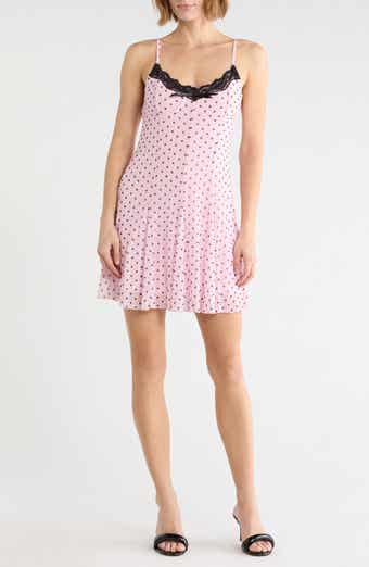 Lace Trim Polka Dot Slipdress