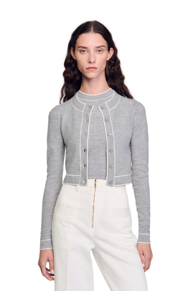 SANDRO Cropped cardigan, Alternate, color, 