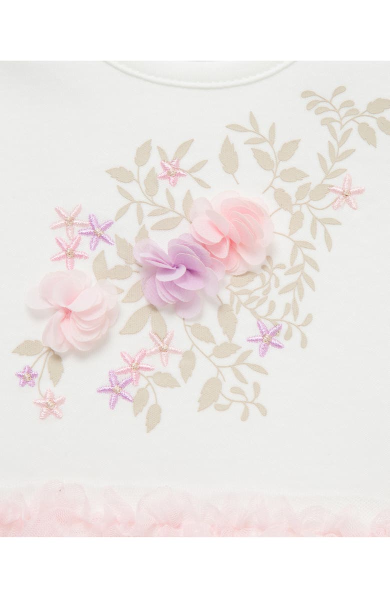 Little Me Floral Tiered Tulle Top, Leggings & Headband Set, Alternate, color, Lilac