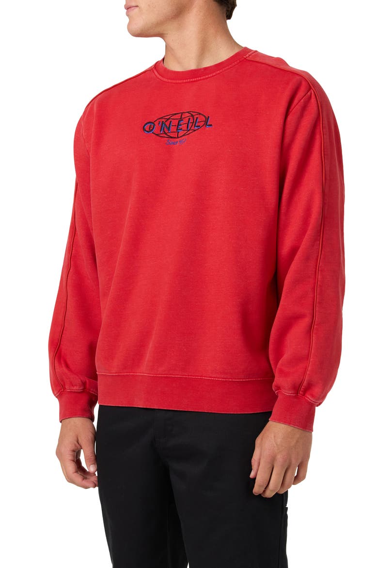 Y2K Box Embroidered Crewneck Sweatshirt, Alternate, color, LIFEGUARD RED