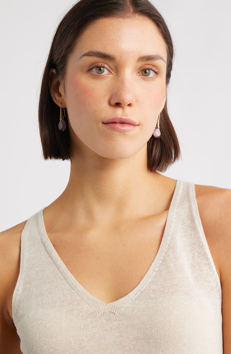 Nordstrom Teardrop Semiprecious Stone Drop Earrings, Alternate, color, Mauve- Gold