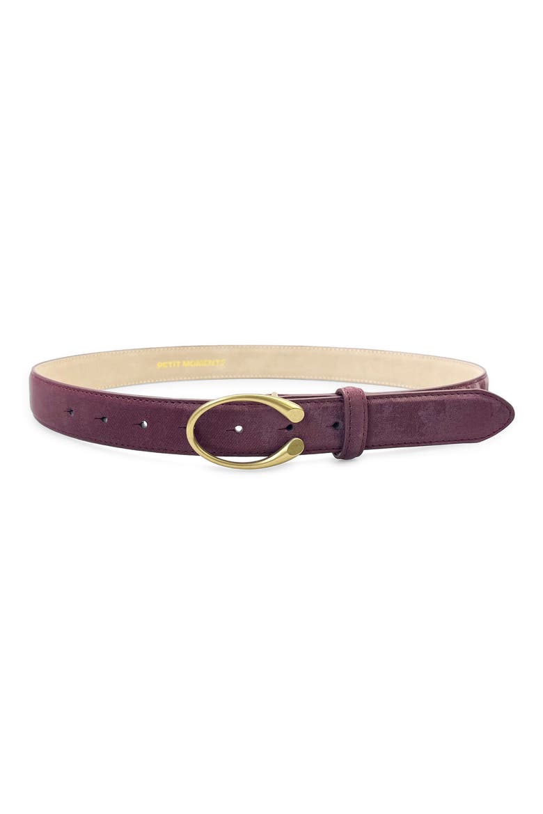 Muse Faux Suede Belt, Main, color, BURGUNDY/ GOLD