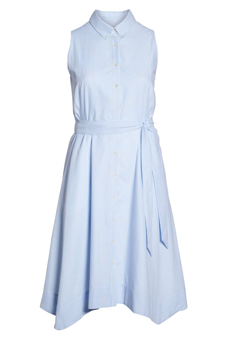 Sleeveless Stripe Seersucker Shirtdress, Alternate, color, BLUE/ WHITE