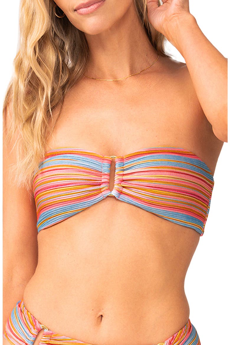 Metallic Stripe Strapless Bikini Top, Main, color, BALBOA