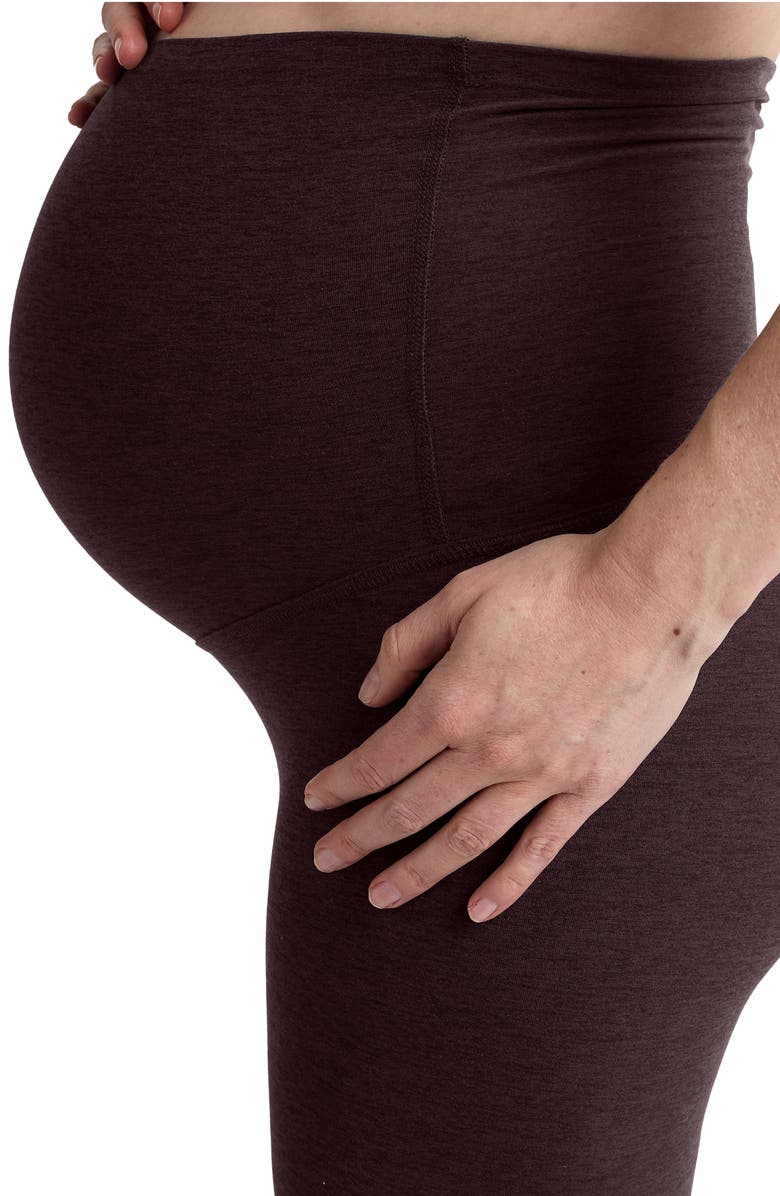 Beyond Yoga Empire Waist Maternity Leggings, Alternate, color, Dark Chocolate Heather