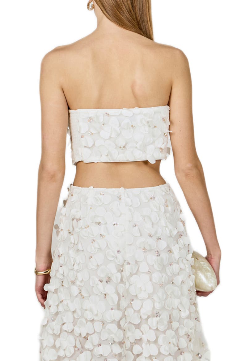 3D Floral Crop Bandeau Top, Alternate, color, OFF WHITE
