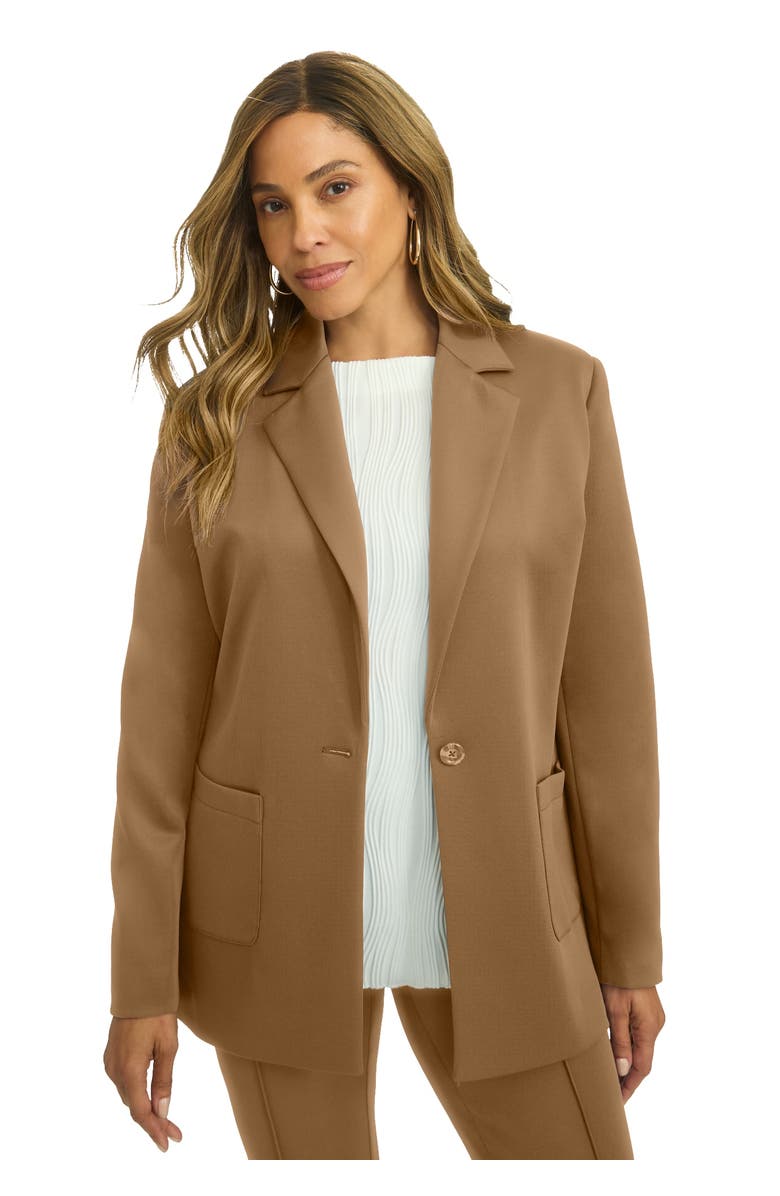 Jessica London PerfectEase Blazer, Main, color, Brown Maple