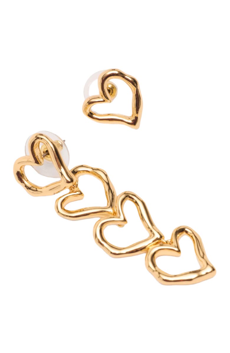 maje Asymmetric heart earrings, Alternate, color, Light Gold