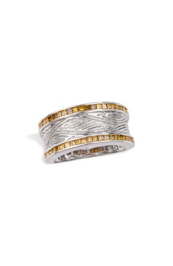 Savvy Cie Jewels Yellow Diamond Band Ring In Silver