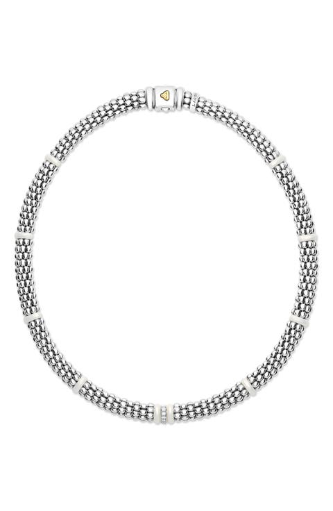 White Caviar Pavé Diamond Collar Necklace