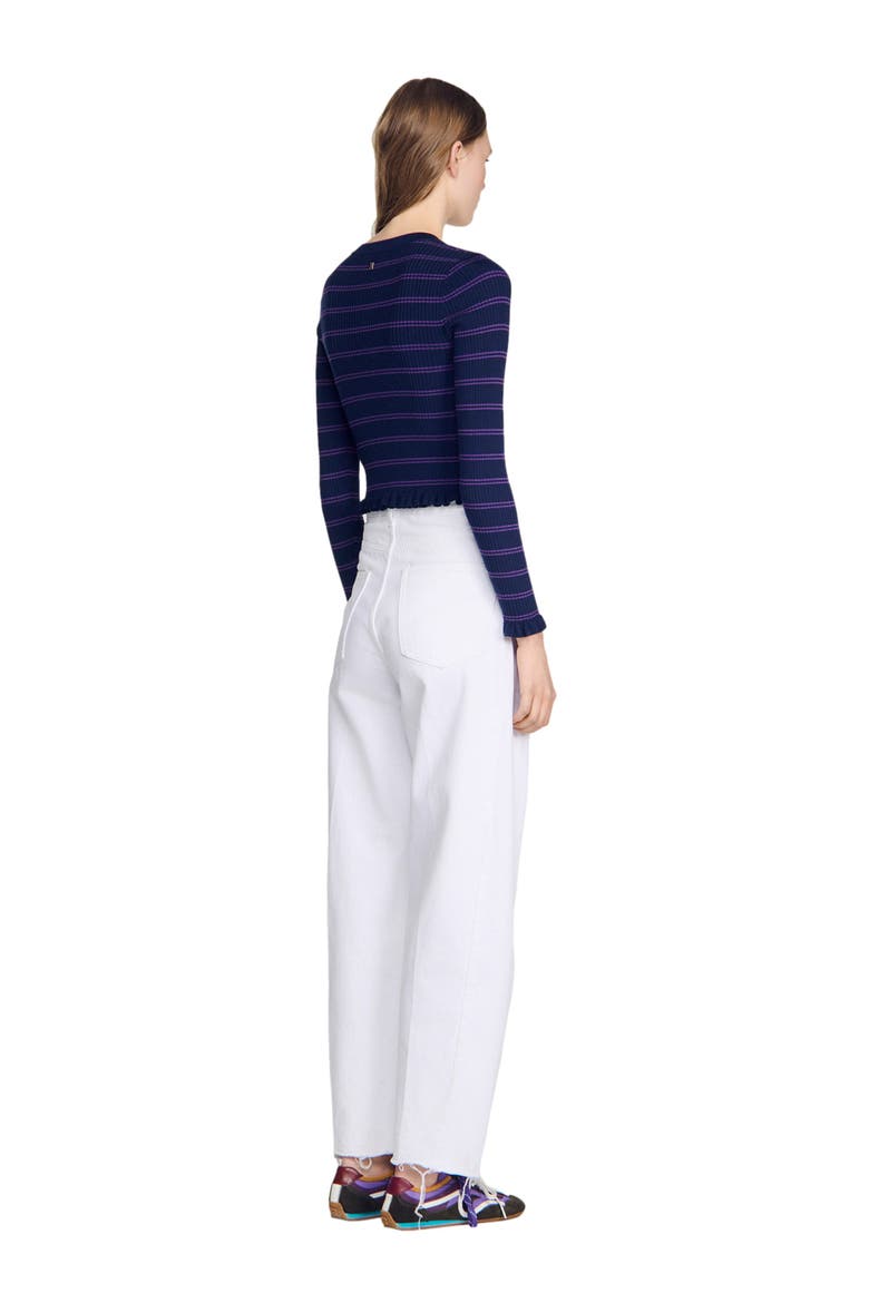 Striped knit cardigan, Alternate, color, Navy / purple