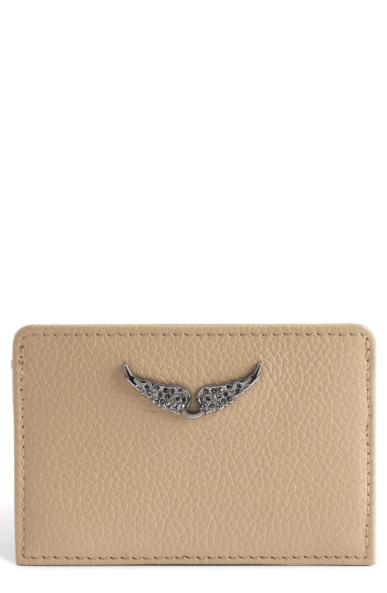 Zadig & Voltaire Pass Leather Card Case, Main, color, Clay