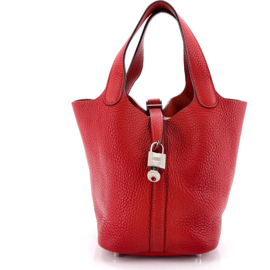 Pre-owned Hermes Hermes Picotin Lock Bag Clemence Pm In Red