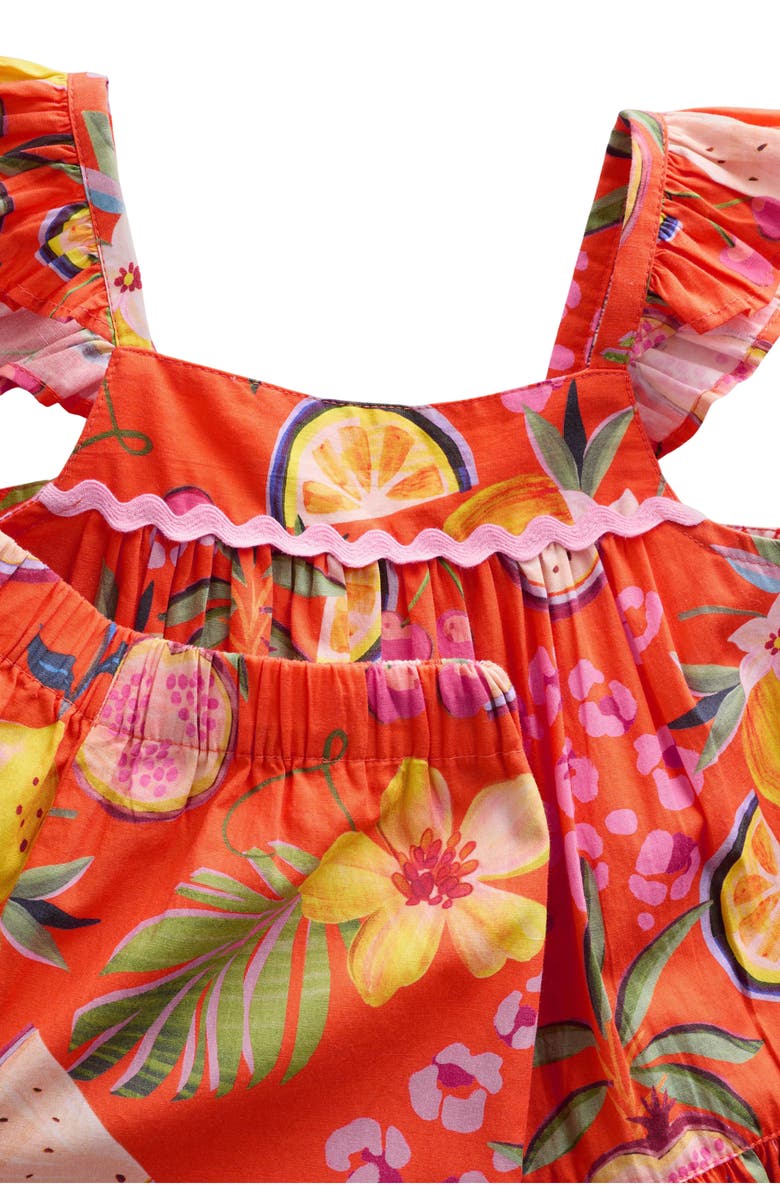 NEXT Kids' Fruit Print Peplum Top & Wide Leg Pants Set, Alternate, color, Orange