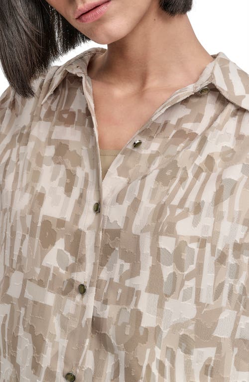 Dkny Allover Print Button-up Shirt In Brown