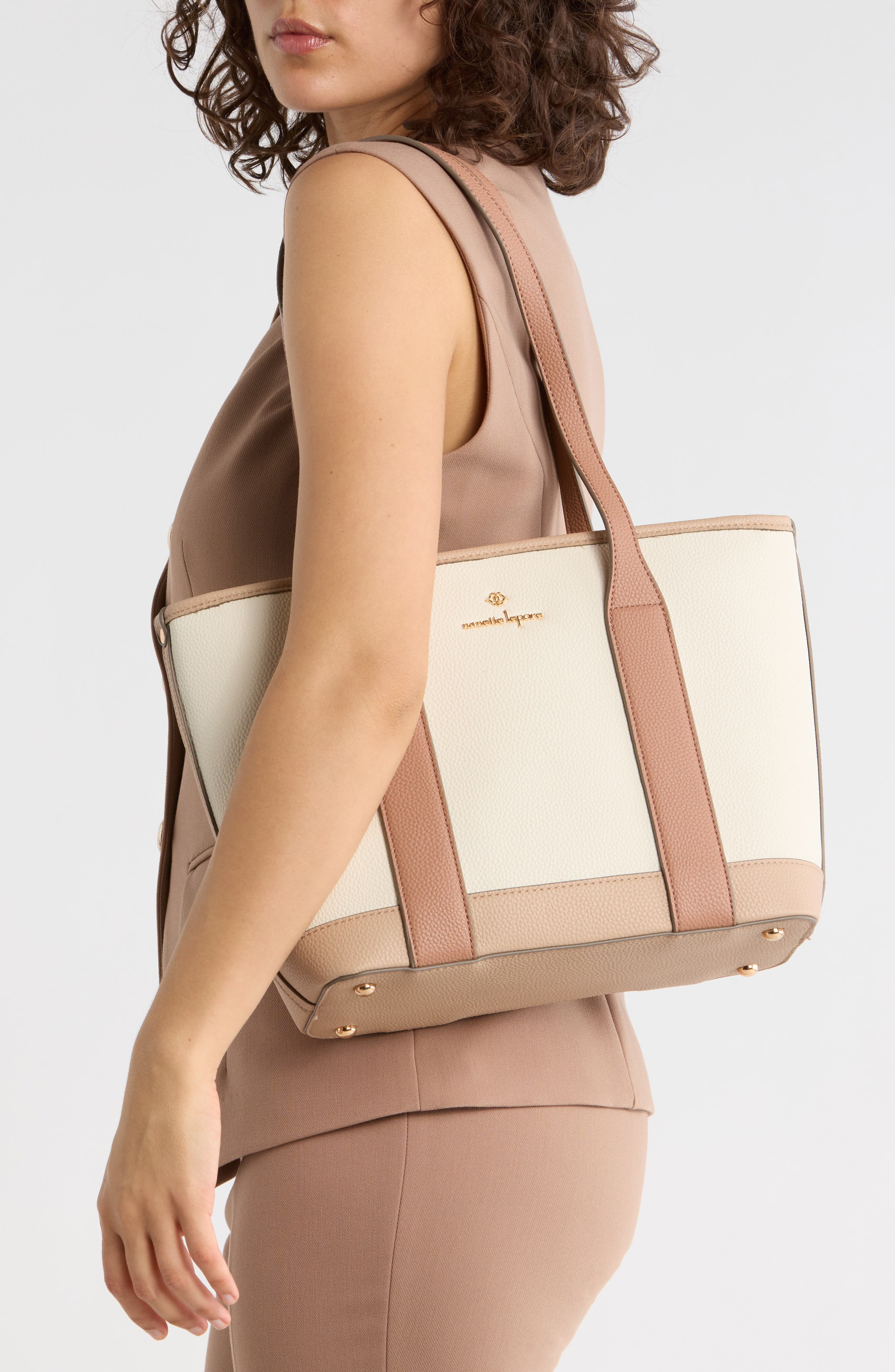 Nanette Lepore Sylas Tote with Wristlet Pouch, Alternate, color, Warm Taupe - Rice