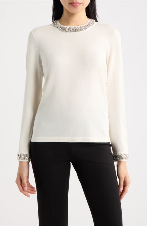 Rhinestone Embellished Sweater