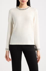 Anne Klein Rhinestone Embellished Sweater
